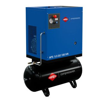 Schraubenkompressor 5.5 PS/4 kW 10 bar 100L 498 l/min (APS 5.5 GO 100 IVR Combi) Schraubenkompressor 5.5 PS/4 kW 10 bar 100L 498 l/min (APS 5.5 GO 100 IVR Combi)