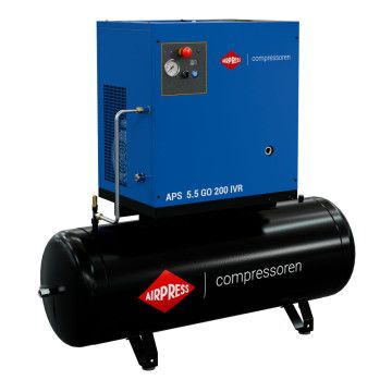 Schraubenkompressor 5.5 PS/4 kW 10 bar 200L 498 l/min (APS 5.5 GO 200 IVR Combi) Schraubenkompressor 5.5 PS/4 kW 10 bar 200L 498 l/min (APS 5.5 GO 200 IVR Combi)