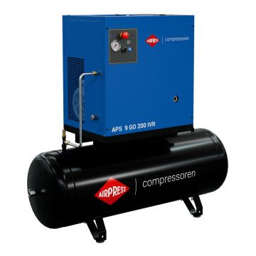 Schraubenkompressor 10 PS/7.5 kW 10 bar 200L 848 l/min (APS 9 GO 200 IVR Combi) Schraubenkompressor 10 PS/7.5 kW 10 bar 200L 848 l/min (APS 9 GO 200 IVR Combi)