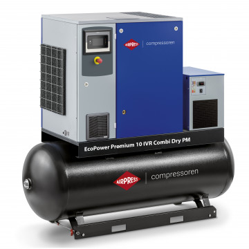Schraubenkompressor 13 bar 500L 10 PS/7.5 kW 850-1272 l/min (EcoPower Premium 10 IVR Combi Dry PM)