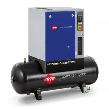 Schraubenkompressor 10 bar 200L 7.5 PS/5.5 kW 336-756 l/min (APS 7 IVR Basic Combi G2) Schraubenkompressor 10 bar 200L 7.5 PS/5.5 kW 336-756 l/min (APS 7 IVR Basic Combi G2)