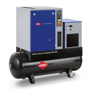 Schraubenkompressor 10 bar 200L 5.5 PS/4 kW (APS 5.5 IVR Basic Combi Dry G2) Schraubenkompressor 10 bar 200L 5.5 PS/4 kW (APS 5.5 IVR Basic Combi Dry G2)