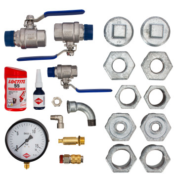 Armaturensatz für Druckluftbehälter 500-3000L 2" 11 bar und für Schraubenkompressoren 1 1/4" 18,5-30 kW