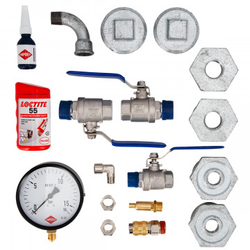 Armaturensatz für Druckluftbehälter 500-3000L 2" 11 bar und für Schraubenkompressoren 3/4" bis 15 kW